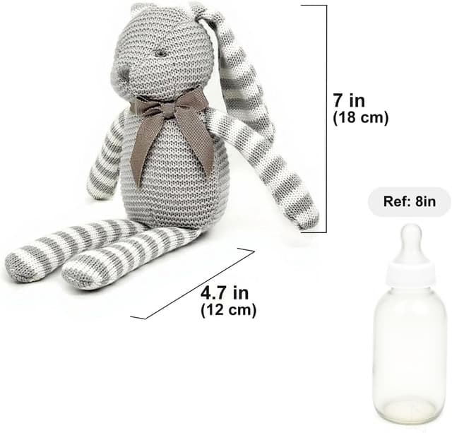 Detalle de FLUFFYFUN 100% Organic Cotton Grey Bunny Rabbit Teddy (30 cm) for Newborns