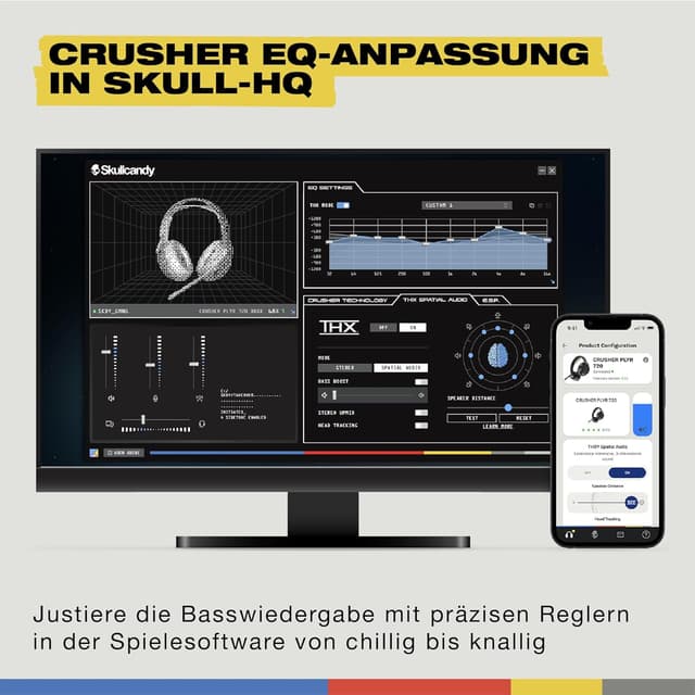 Detalle de Skullcandy Crusher PLYR 720 Wireless Gaming Headset (THX Spatial Audio, Crusher Bass) – Digi-Black Xbox