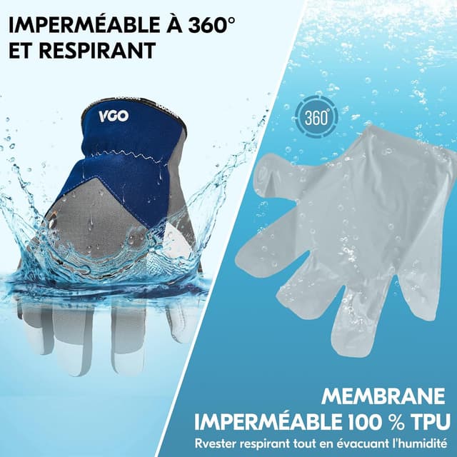 Detalle de Paire de gants de travail d’hiver en cuir Vgo… doublés 3M Thinsulate (GA7711FW) jusqu’à 0 °C