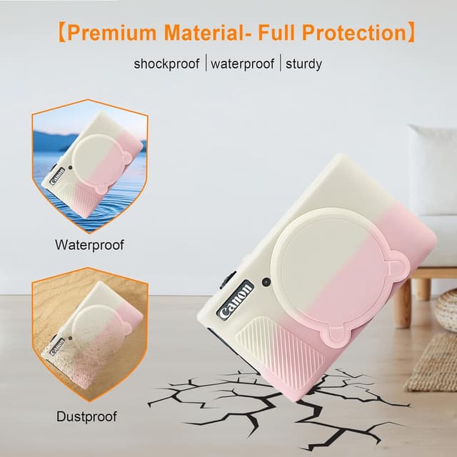 Detalle 2 de Elonbo Camera Case soft silicone cover for Canon PowerShot SX740 / SX730 (off white pink)