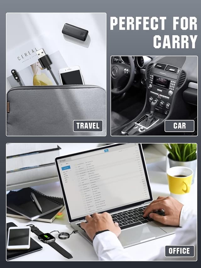 Detalle 2 de TiMOVO Magnetic USB Charger Cable for compatible YAMAY ID205/ID216 smartwatches (3.3ft, black)