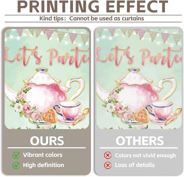 Detalle de Luminora 7x5ft Green Tea Party Backdrop (Spring Floral Garden) for Birthday Photoshoots