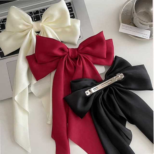 Detalle de Hair Bows for Women & Girls (8-Piece) Satin Ribbon Bow Hair Clips with Long Tails