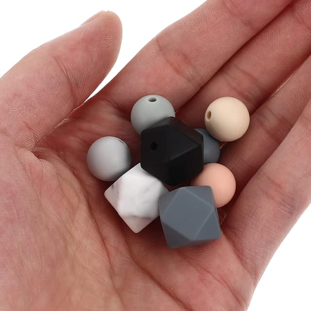 Detalle 2 de COHEALI Silikonperlen rund 1,20 cm – 100 Stück für DIY-Schmuck, Schlüsselanhänger & Armbänder