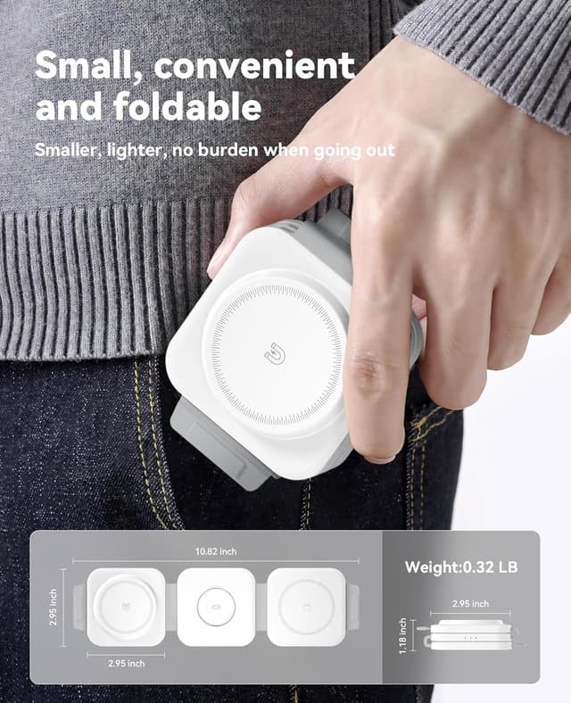 Detalle de 3‑in‑1 Foldable Magnetic Charger Dock for iPhone 17