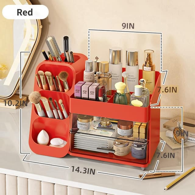 Thumbnail 1 de Red Makeup Organizer with Drawers 6‑Compartment