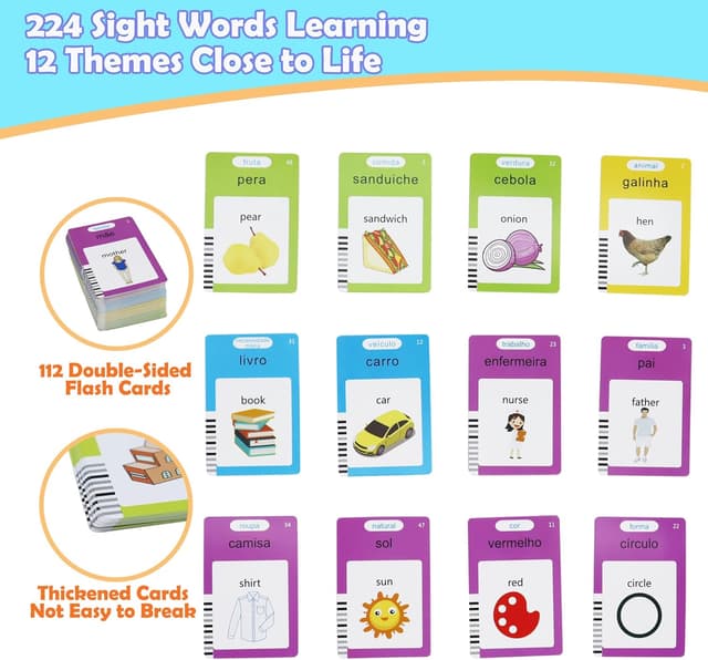 Detalle 2 de MAYAPHILOS 224 Words Portuguese & English Talking Flash Cards for Toddlers