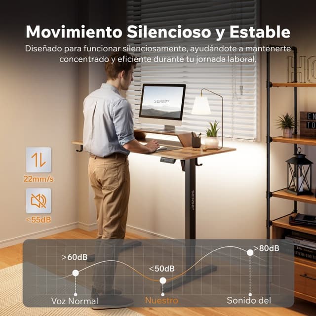 Detalle de SENSE7 Nojo Light Escritorio regulable eléctrico 120x60