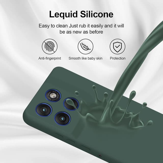 Detalle de GiiYoon Liquid-Silicone Handyhülle für Motorola Edge 70 (grün) – Rundumschutz mit weichem Mikrofaserfutter