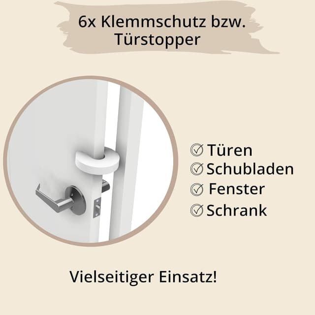 Detalle 2 de Gadgetto Kindersicherung Tür (6 Stück) – Türstopper aus Schaumstoff gegen Fingerklemmen