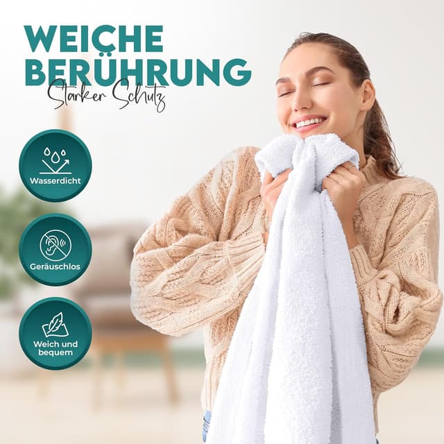 Detalle de Utopia Bedding Matratzenschoner 100 x 200 x 30 cm wasserdicht, Oeko-TEX zertifiziert, rundum elastisch (weiß)