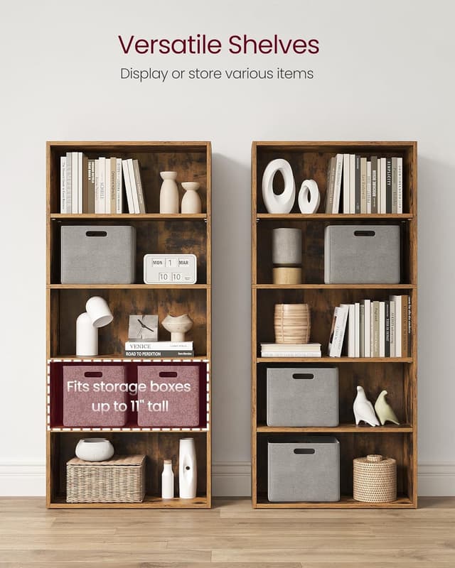 Detalle de VASAGLE CUSTOS 5-Tier Bookshelf (ULBC165X01) with Open Storage Compartments