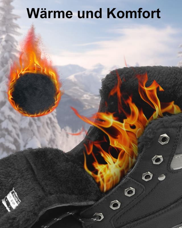 Detalle de LANGDU stivali invernali uomo foderati in pelliccia sintetica con suola antiscivolo (taglie 41–46 EU)