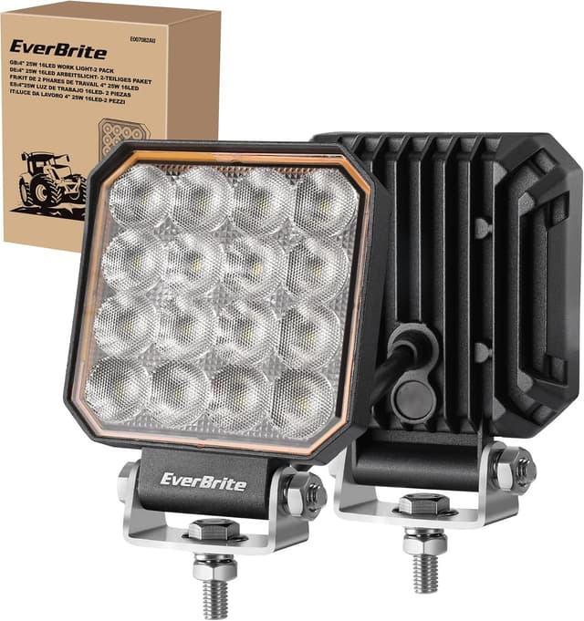 Detalle de EverBrite Faro da Lavoro con 16 LED, 25W (2 pezzi) IP66 6000-7000K per fuoristrada