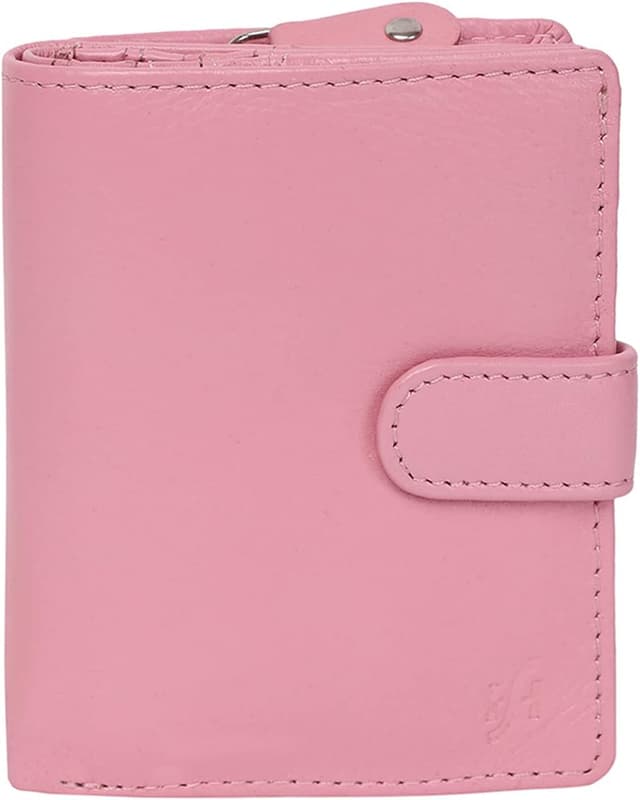 Detalle de STARHIDE Women RFID Blocking Genuine Leather Clutch Wallet with ID Window & Side Coin Pouch 5530 (Pink)