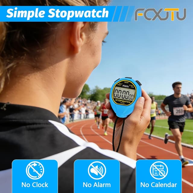 Detalle de FCXJTU digitale wasserdichte Stoppuhr (IPX7) für Schwimmtraining – geräuschlos, großes Display