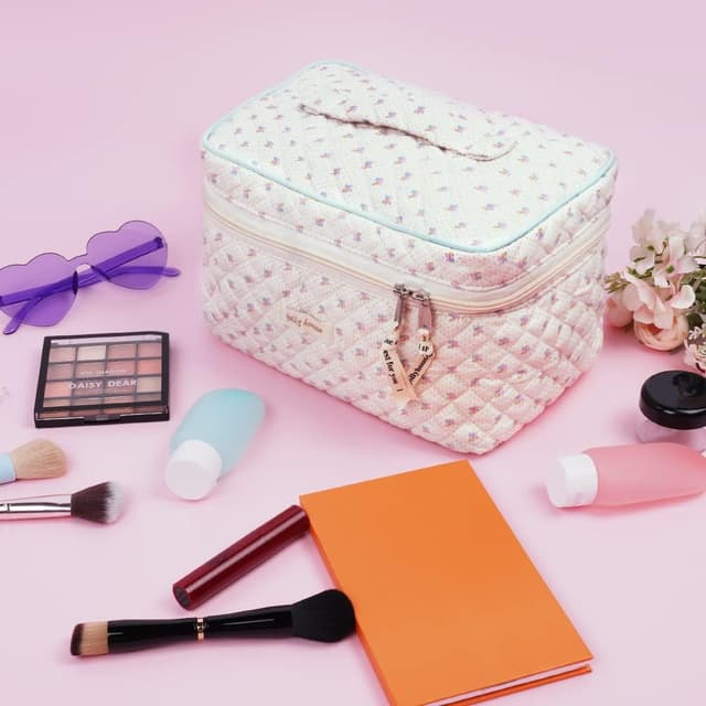 Thumbnail 6 de Aucuu beauty case da viaggio floreale con organizzatore per trucchi e accessori