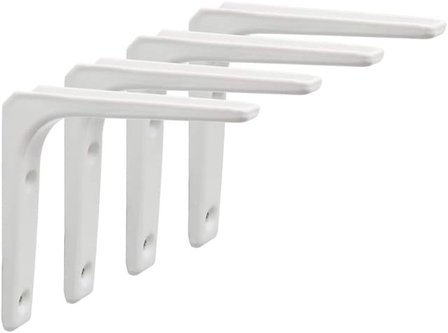 Detalle de SAYAYO EJR100W-4P Shelf Bracket Corner Brace (100mm x 100mm) – Metal Bright White, 4 Pack