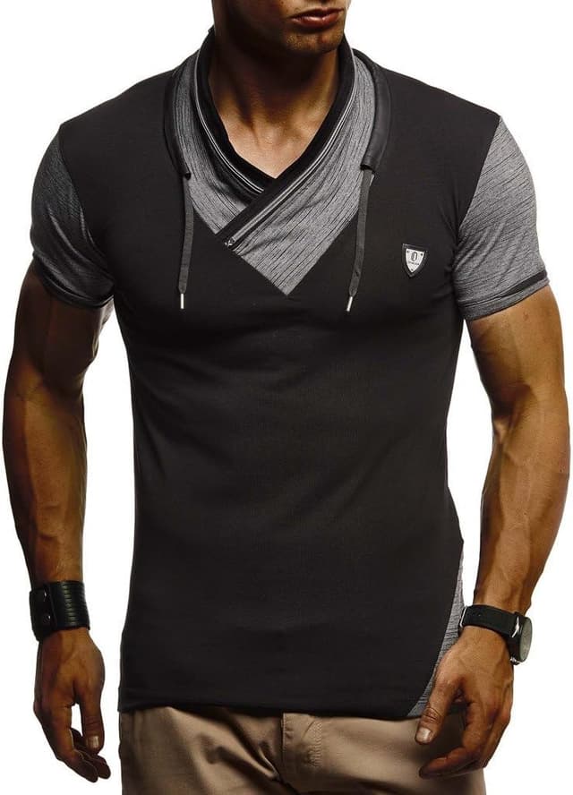 Detalle 2 de Leif Nelson LN805 T-shirt Sweatshirt slim fit homme à col haut