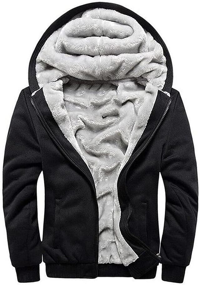 Detalle 2 de AOTORR men’s full-zip fleece hoodie jacket coat with hood and pockets