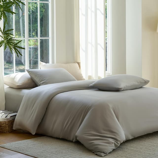 Detalle de DOZ Duvet Cover Set (King/Cal King) in 100% Bamboo-Derived Viscose — Butterly-Soft Cooling Bedding, 1 Duvet Cover + 2 Pillowcases