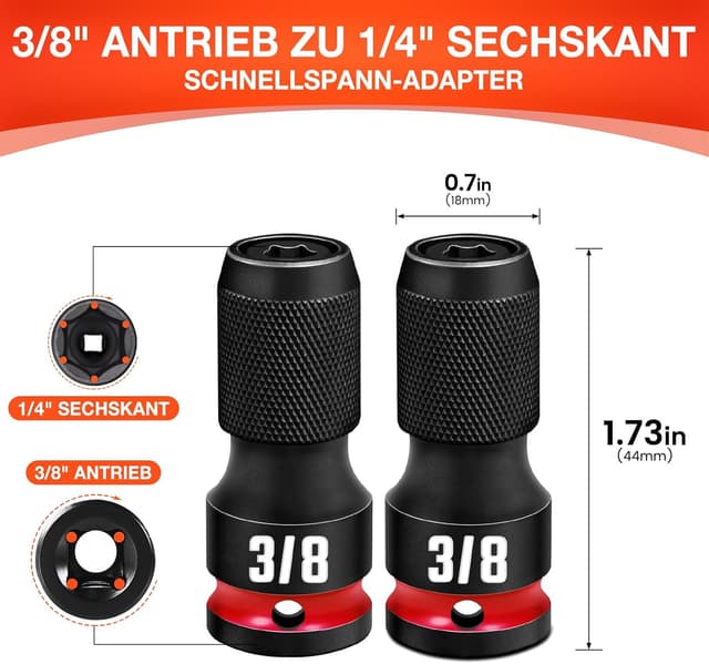 Detalle 2 de 2 Stück Schnellspann Schlagbit-Halter 3/8 auf 1/4 Sechskant