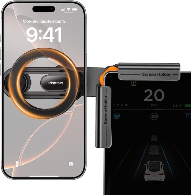 Detalle de IYOFINE M2026 Tesla Phone Mount (No-Glue) with MagSafe Magnetic Dash Holder