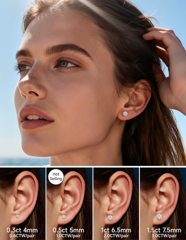 Detalle de MomentWish Moissanite Ohrstecker 1 Karat