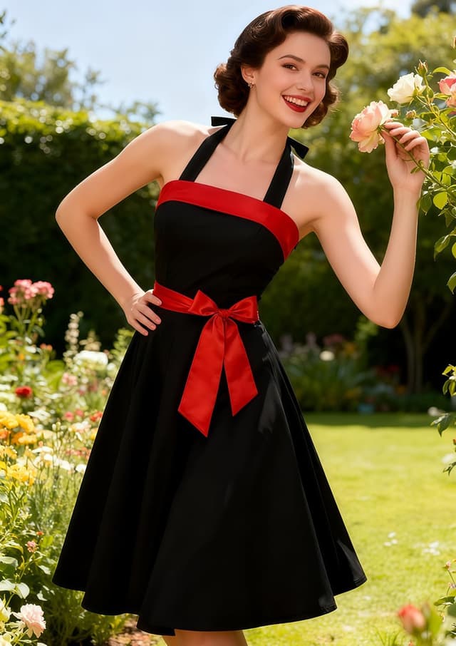 Detalle de Timormode Vintage Cocktailkleid mit Neckholder