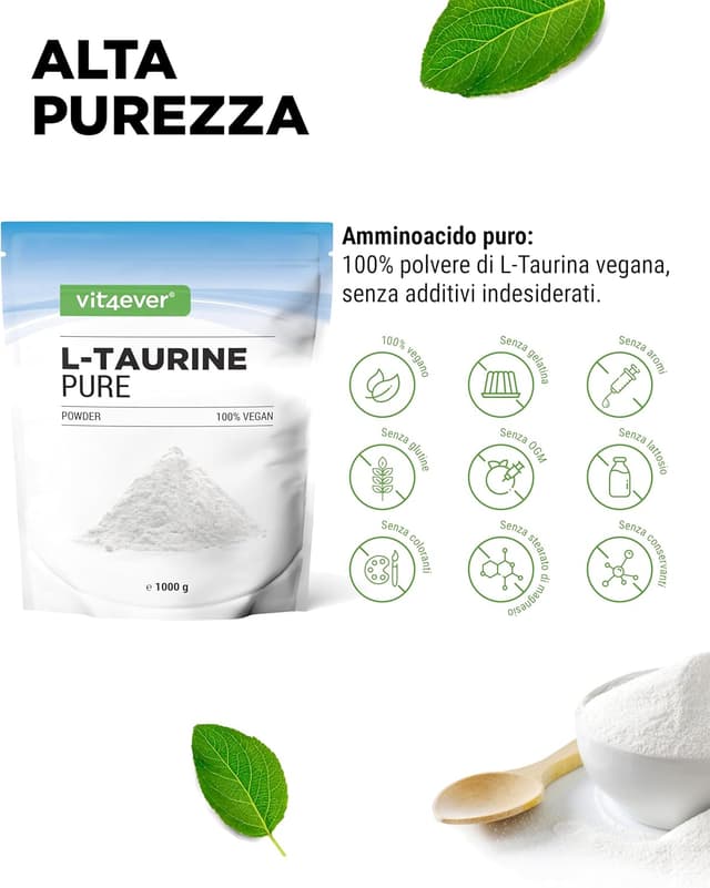 Detalle de Vit4ever Polvere di Taurina L-Taurina 99% vegana 1 kg