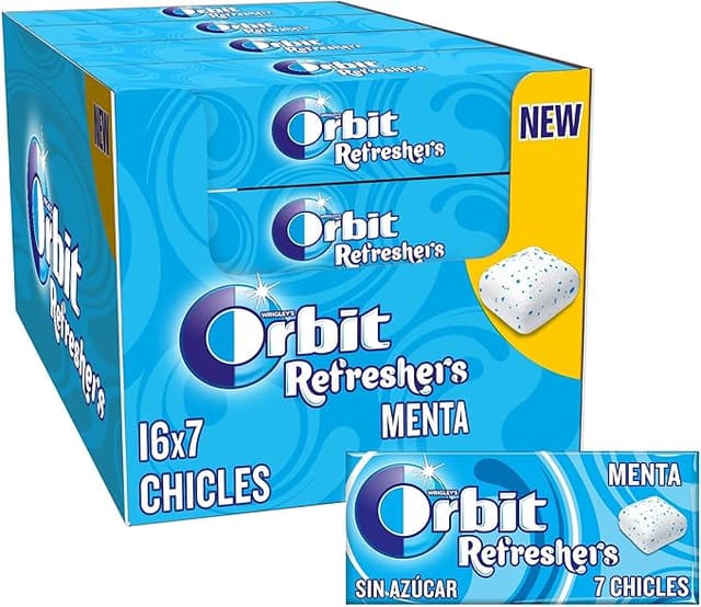 Detalle de Orbit Refreshers Chicles Sin Azúcar Menta, Pack Bolsa de Bolsillo 🌀