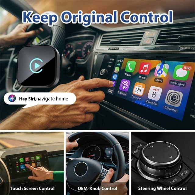 Thumbnail 6 de Astraon adattatore wireless 2 in 1 per auto CarPlay e Android Auto (mini USB, quadrato) Plug & Play