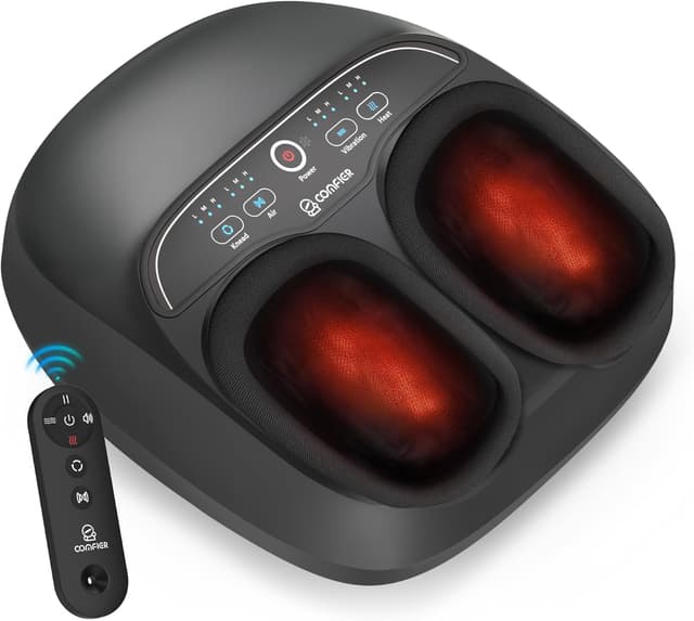 Detalle de COMFIER Shiatsu Foot Massager with Heat (Remote Control, 2 Heat Levels) – 3-in-1 Kneading, Compression & Vibration