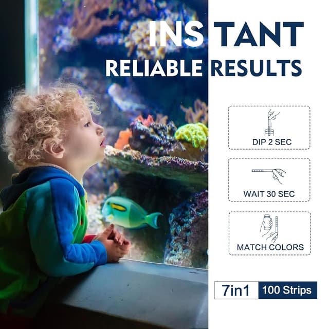 Detalle de Aquarium water test strips 7-way, 100 strips