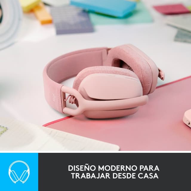 Detalle 2 de Logitech Zone Vibe 100 auriculares inalámbricos rosados