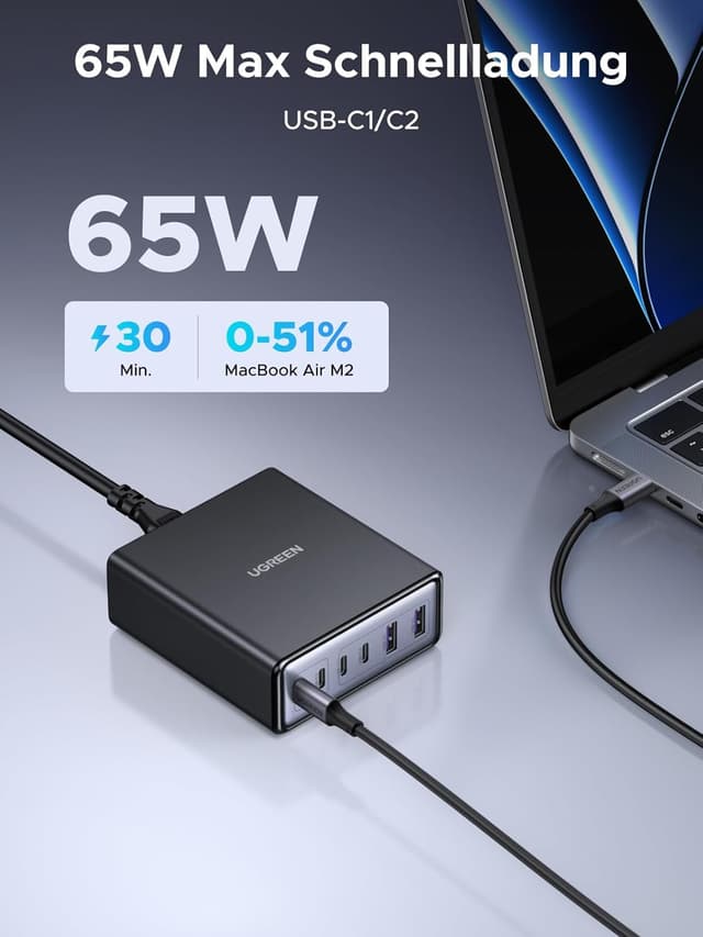 Detalle de UGREEN 100W USB C Ladegerät 6‑Port
