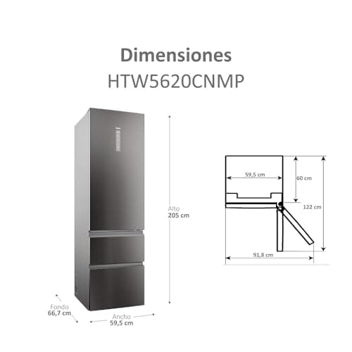 Detalle de Haier 3D 60 Series 5 HTW5620CNMP: frigorífico combi Total No Frost con WiFi y My Zone Pro