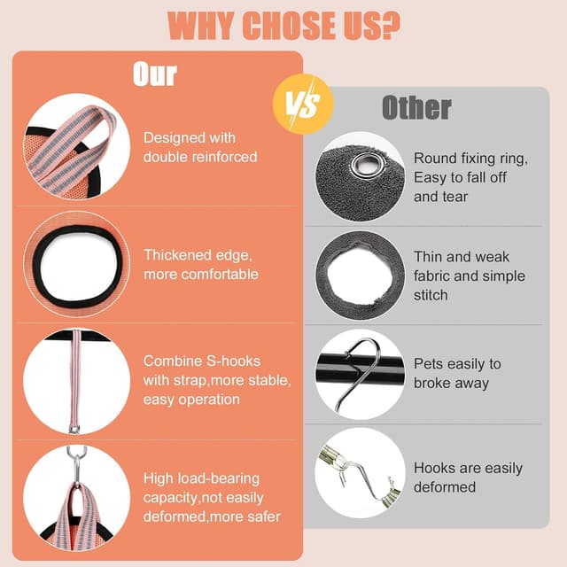 Detalle de Dricar Dog Grooming Hammock (Pink, M) for Small–Medium Dogs – breathable mesh restraint for nail trimming and more