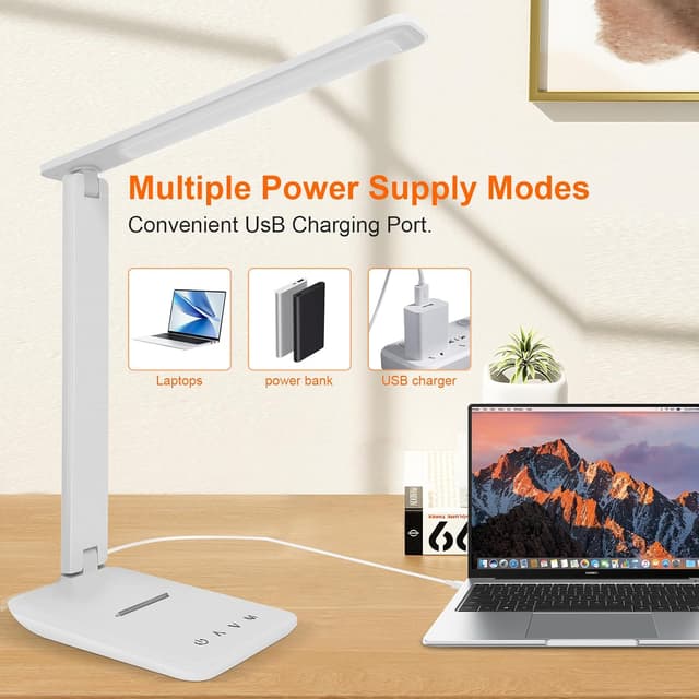 Detalle de joyshie Dimmable Desk Lamp with USB charging, 5 modes and touch control