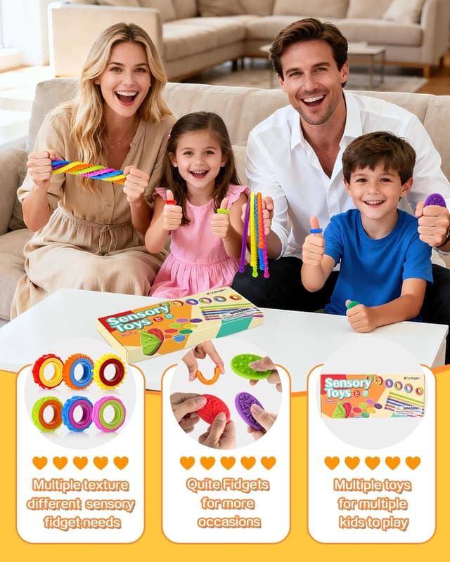 Detalle 2 de Kizmyee 20-teiliges Fidget Toys Set aus Silikon – Sensorikspielzeug zum Stressabbau für Kinder und Erwachsene