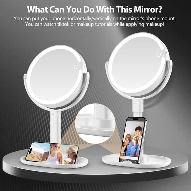 Detalle 2 de MIYADIVA Makeup Mirror with Lights (30X Magnifying) + 3-Color LED Vanity Illumination