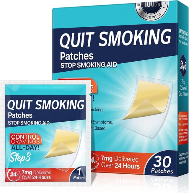 Detalle de Step 3 Quit Smoking Patches (7mg) — 30 Count Nicotine Stop-Smoking Aid Patches for a 3-Step Plan