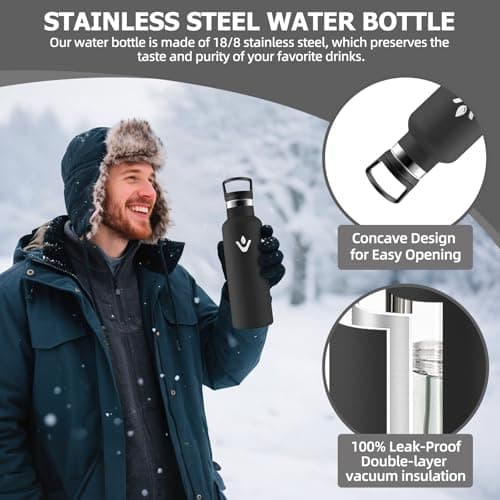 Detalle de Botella térmica 1 L acero inoxidable, aislamiento al vacío 🚰