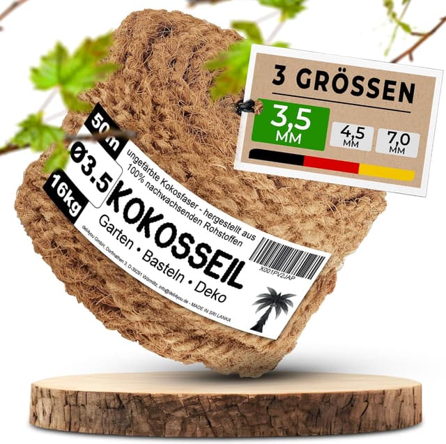 Thumbnail 6 de deli4you Kokosseil bunt (Dekoband/Dekoschnur) – 3 x 15 m in Rot, Grün und Braun