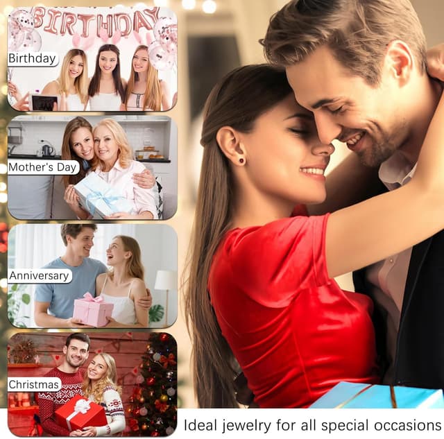 Detalle de Cangall Ohrstecker Silber 925 Klein mit Zirkonia, 6 mm – hypoallergen für Damen & Mädchen