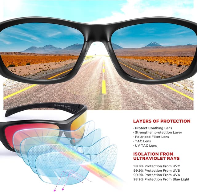 Detalle 2 de RIVBOS Sonnenbrille für Fahrrad & Sport RB832 – polarisierte TR90-Sportbrille mit UV400