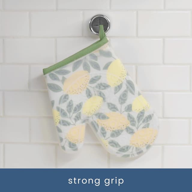 Detalle de S&T INC Round Adhesive Push Towel Hooks (Grey) — 4-Pack for Kitchen, Hand, and Dish Towels