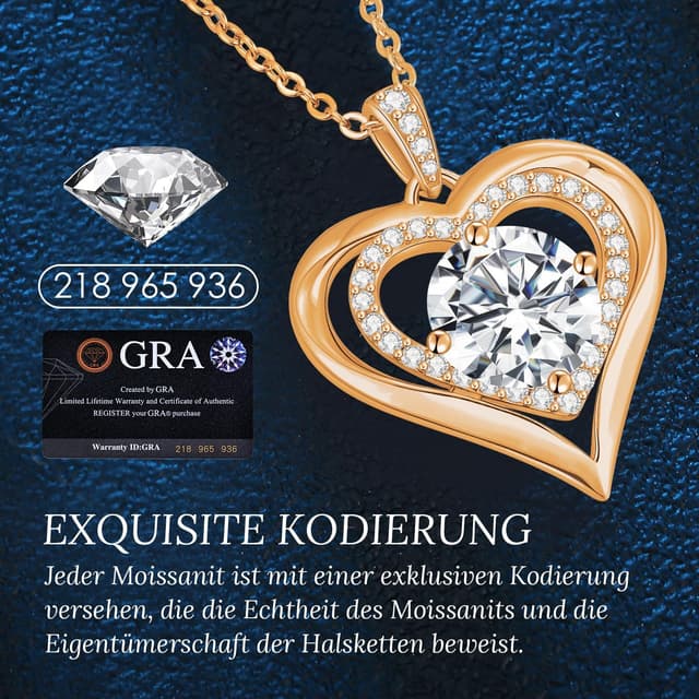 Detalle de Collier cœur infini CDE pour femme – Argent sterling 925 et moissanite