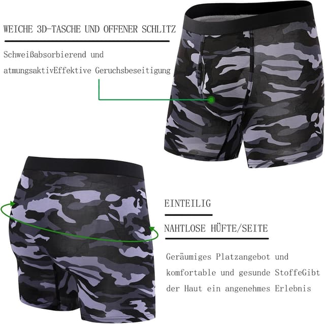 Detalle de HAVVIS Herren-Boxershorts mit langem Bein aus Bambus (95% Viskose, 5% Elasthan) mit Eingriff