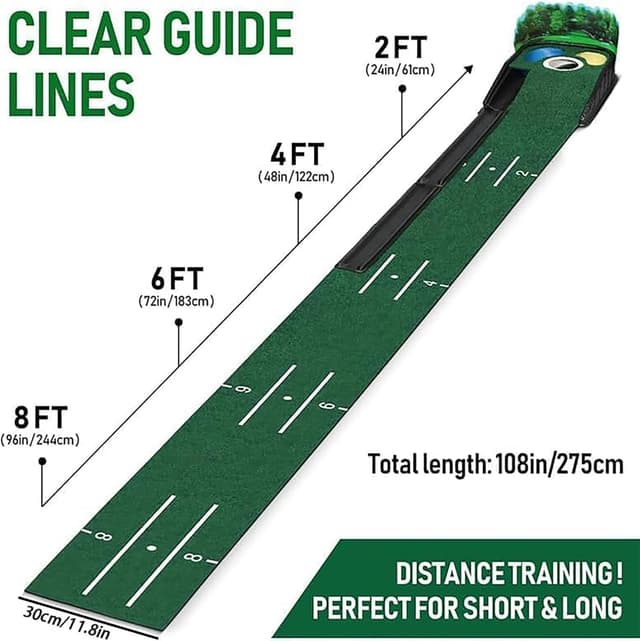 Detalle 2 de Surbootime golf putting trainer with automatic ball return and 3-hole putting green